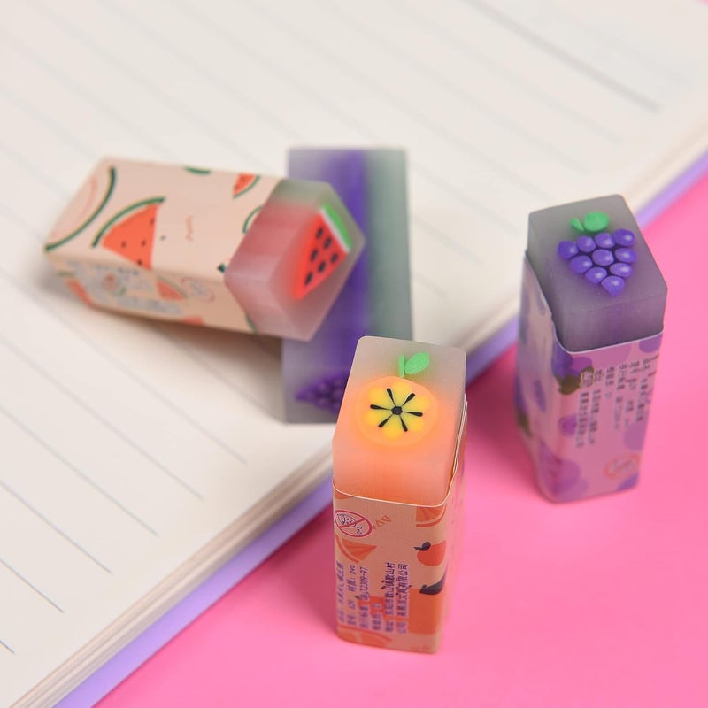 MGTECH 15Pcs Cute Fruit Erasers for Kids, Fun Food Pencil Erasers for School Supplies Prize Gifts Party Favors - Image 4